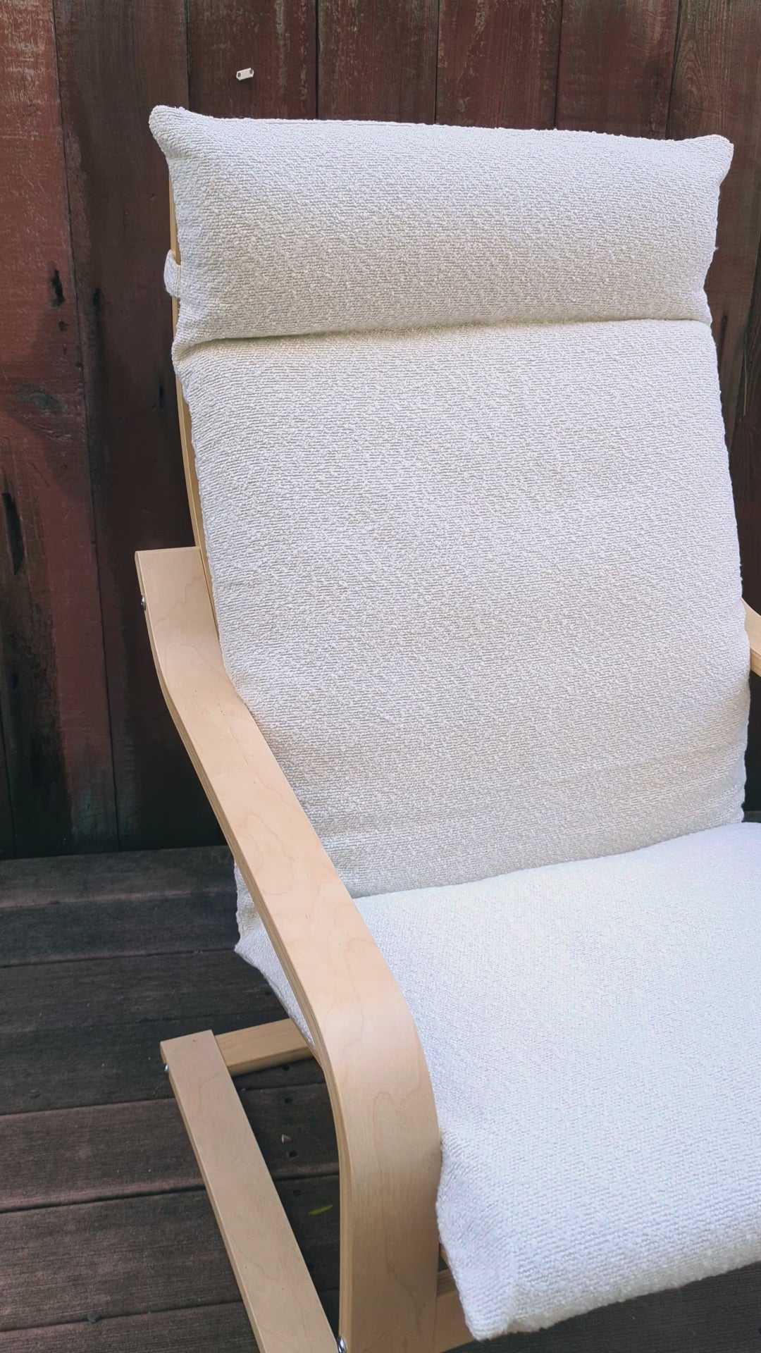VORBESTELLUNG Boucle Sherpa Naturweiße Stuhl- und Fußhockerbezüge, kompatibel mit IKEA Poang